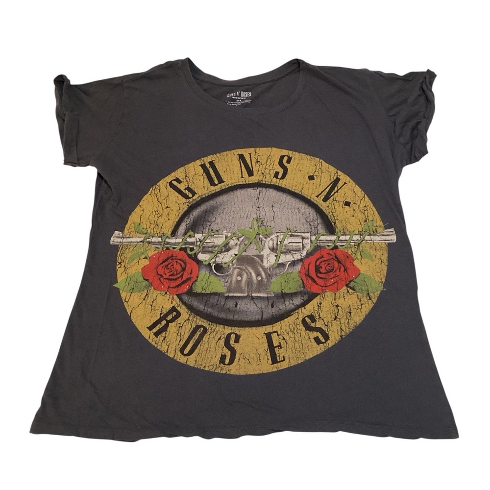 Guns‎ N Roses - Gray Shirt  Short Altered Sleeves - Sz M GUC *As Is - Bravado